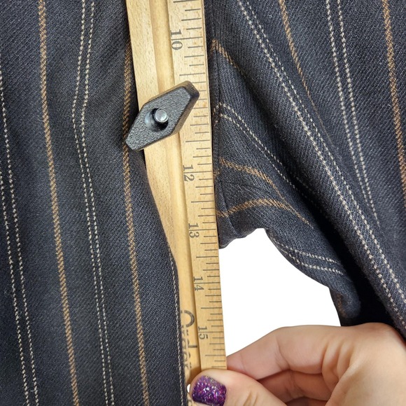 VINCE Pants‎ Womens 8 Black Brown Pinstripe Wide Leg Dress Trousers Work Wool - Picture 9 of 13